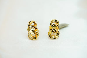 14k Three Circles Clip Earrings