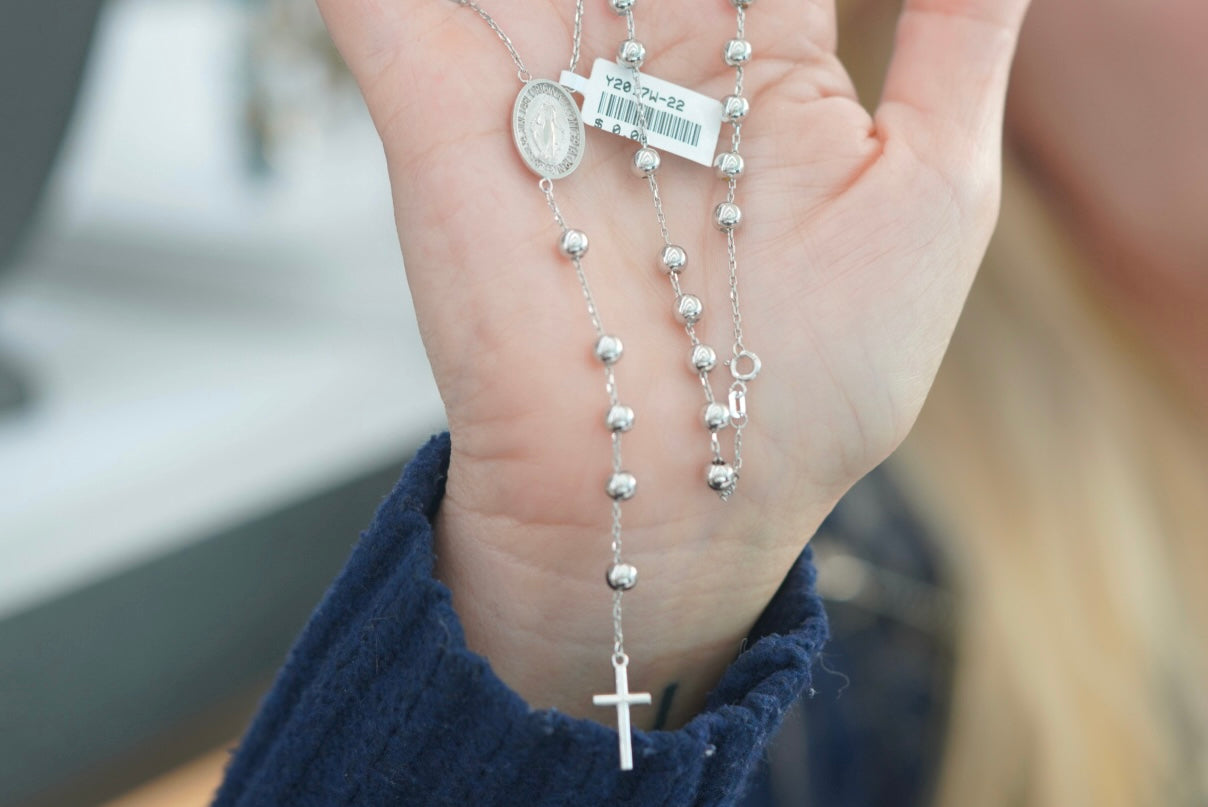 14k Rosary - White Gold Beauty