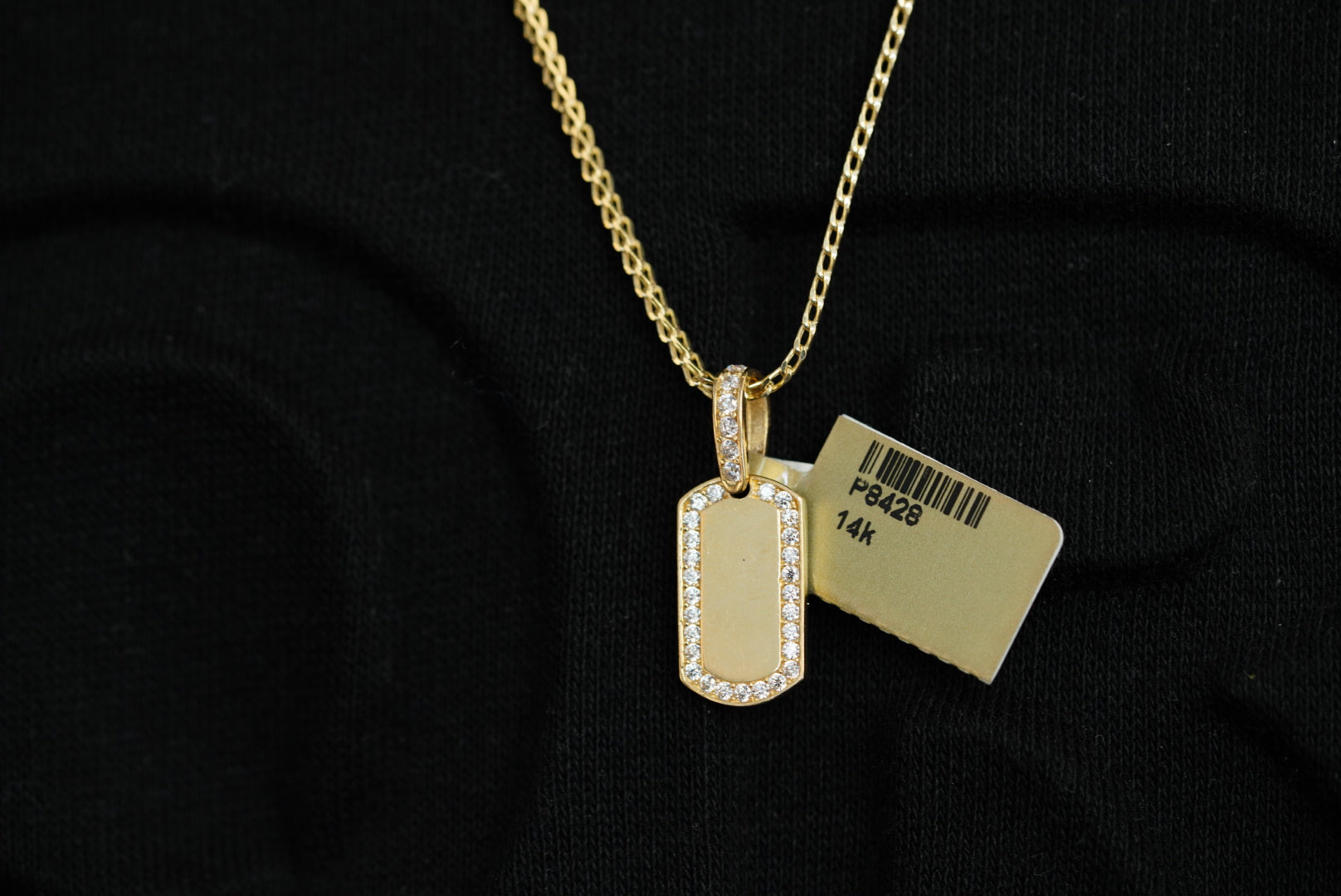 14k Tag Pendant with Chain