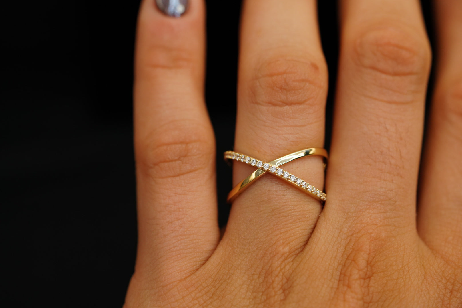 14k Linked Crystals Lines Ring New