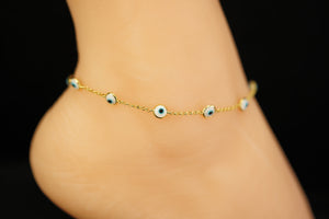 14k Eye Rolo Anklet