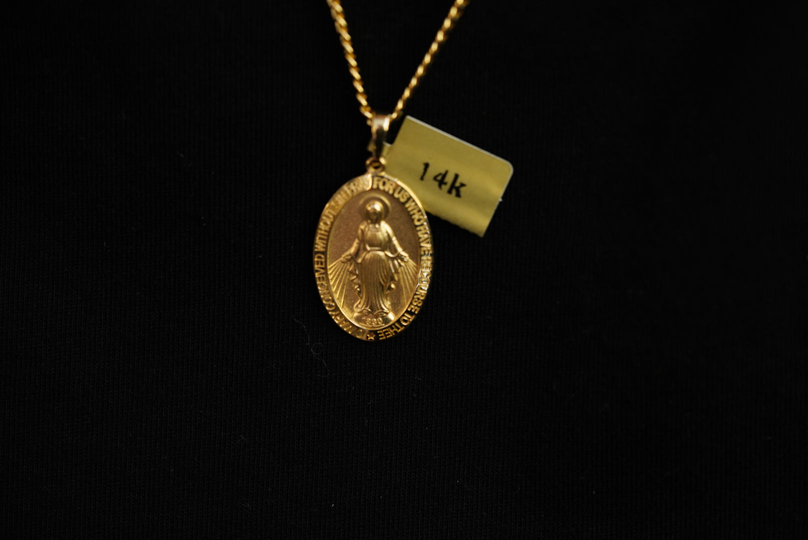 14k Cuban Link Chain and Milagrosa Pendant