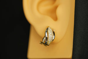 14k Two Gold Crystal Mini Hoops