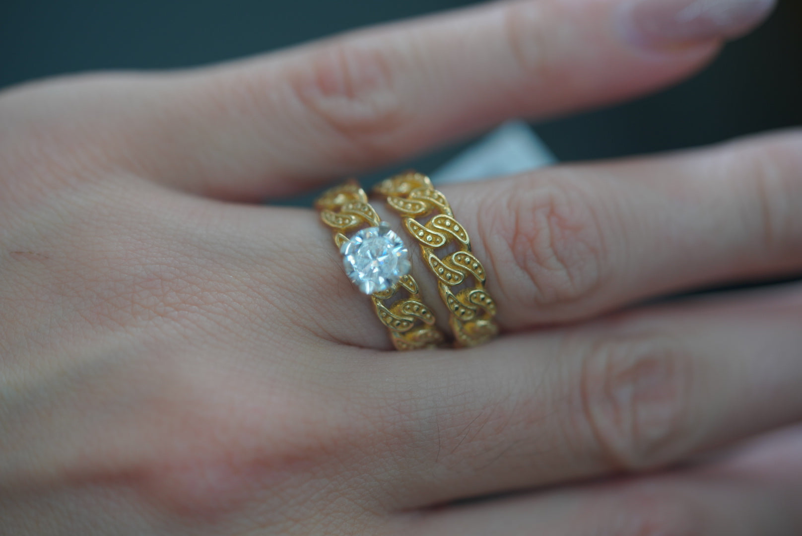 10k Matrimony Rings - Chained Style