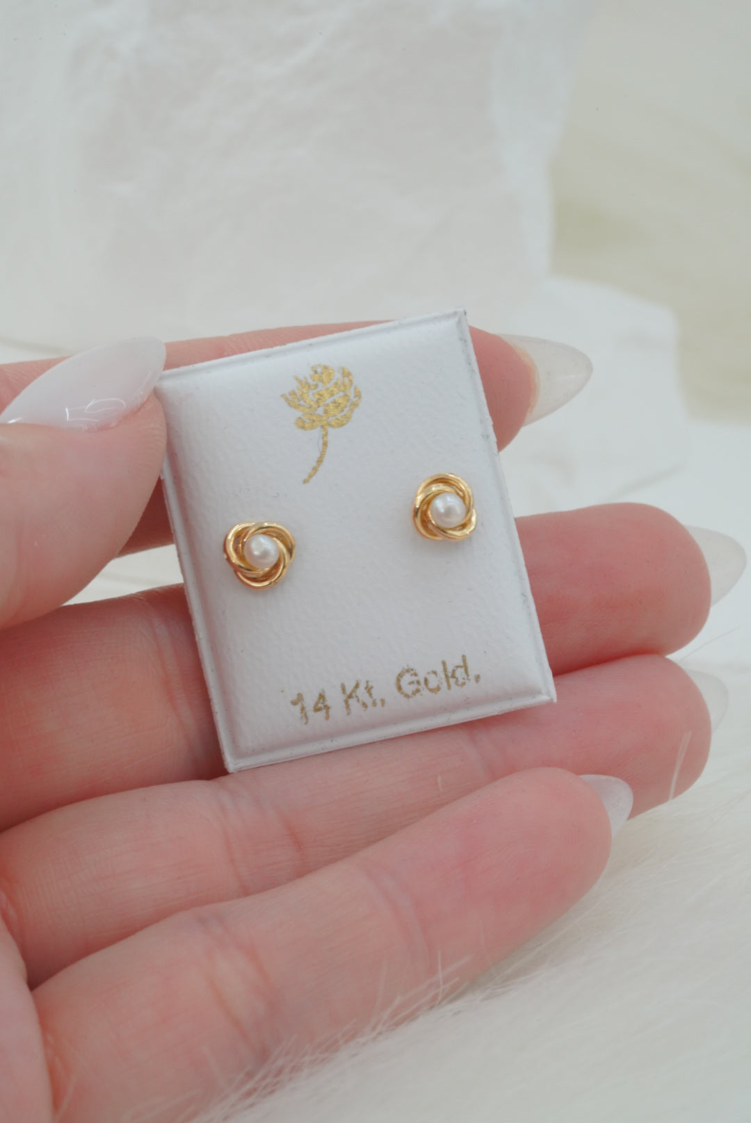 14k Baby Earrings - Pearl