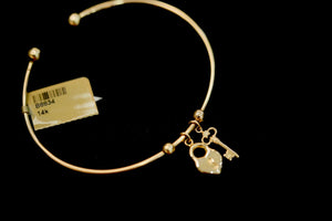 14k Lock and Key Charms Bangle Bracelet