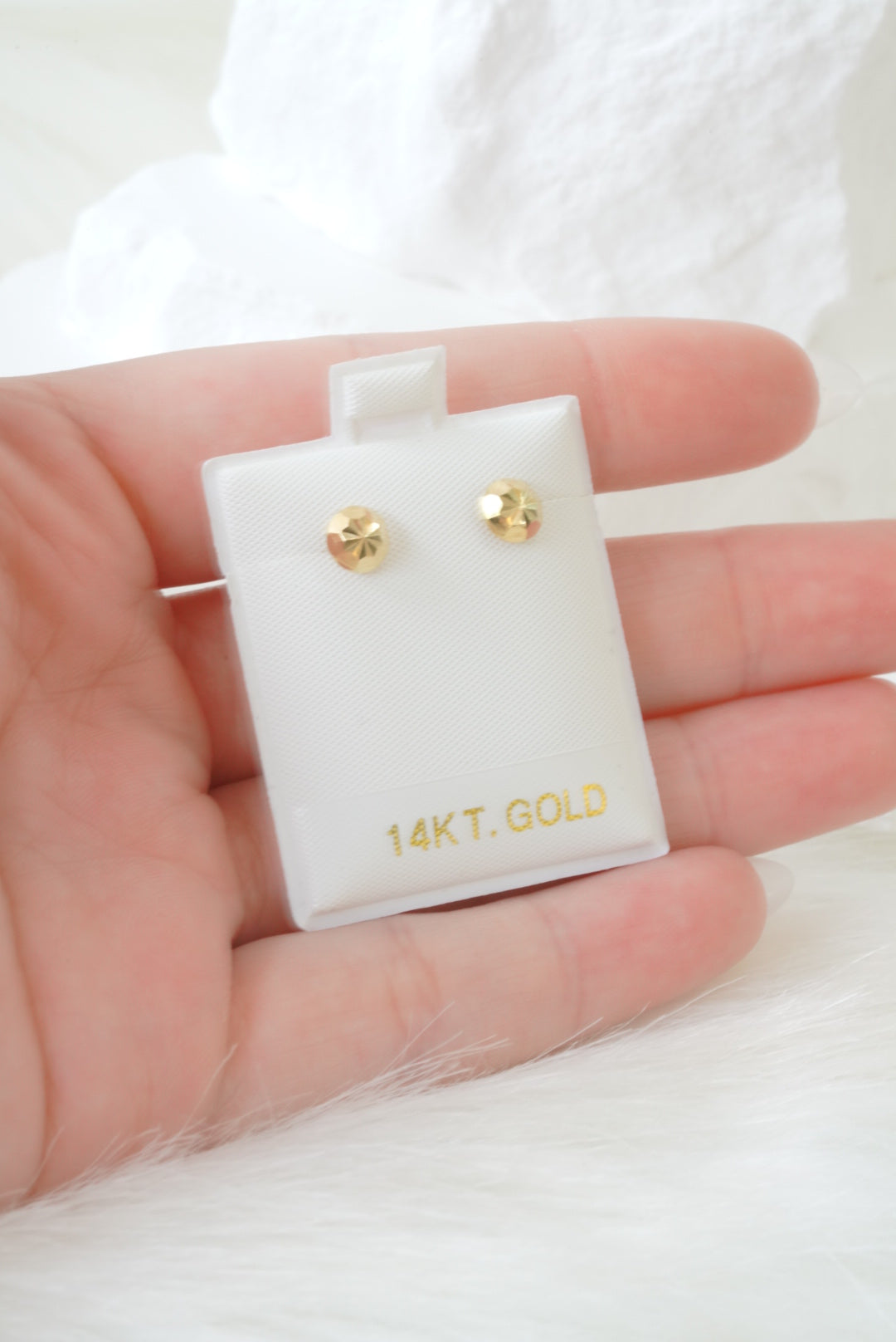14k Baby Earrings - Textured Round