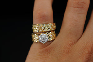 14k Thick Crystals Matrimony Set