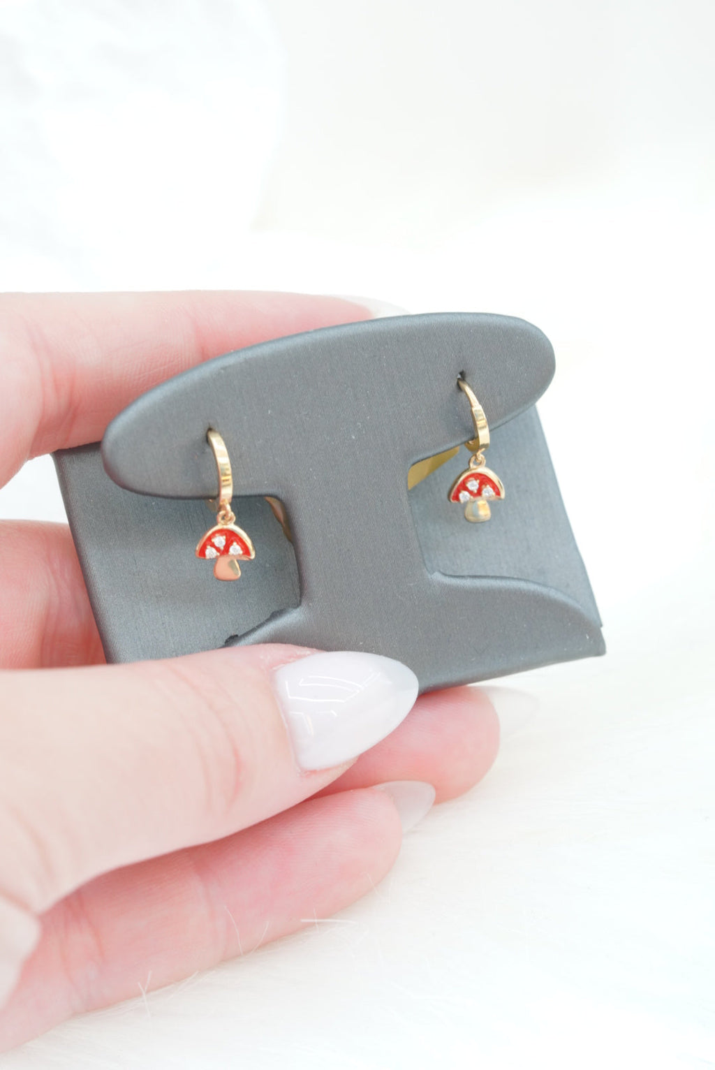14k Hoops - Little Red Mushroom