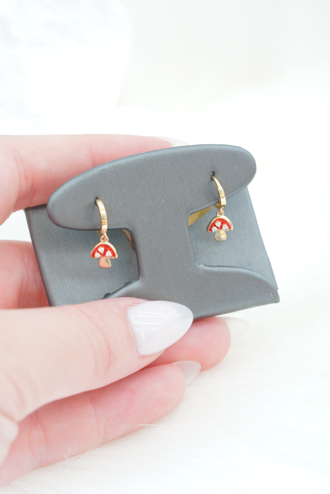 14k Hoops - Little Red Mushroom