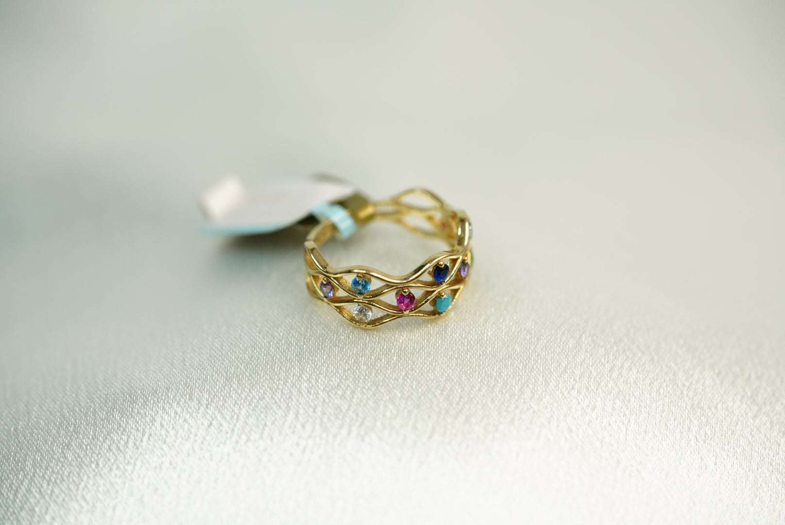 14k Colorful Lines Ring