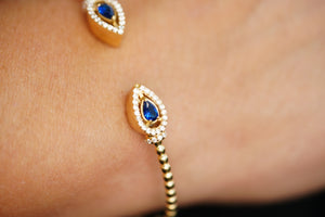 14k Water Drop Blue King Bangle Bracelet