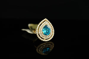 14k Crystal Water Drop Ring