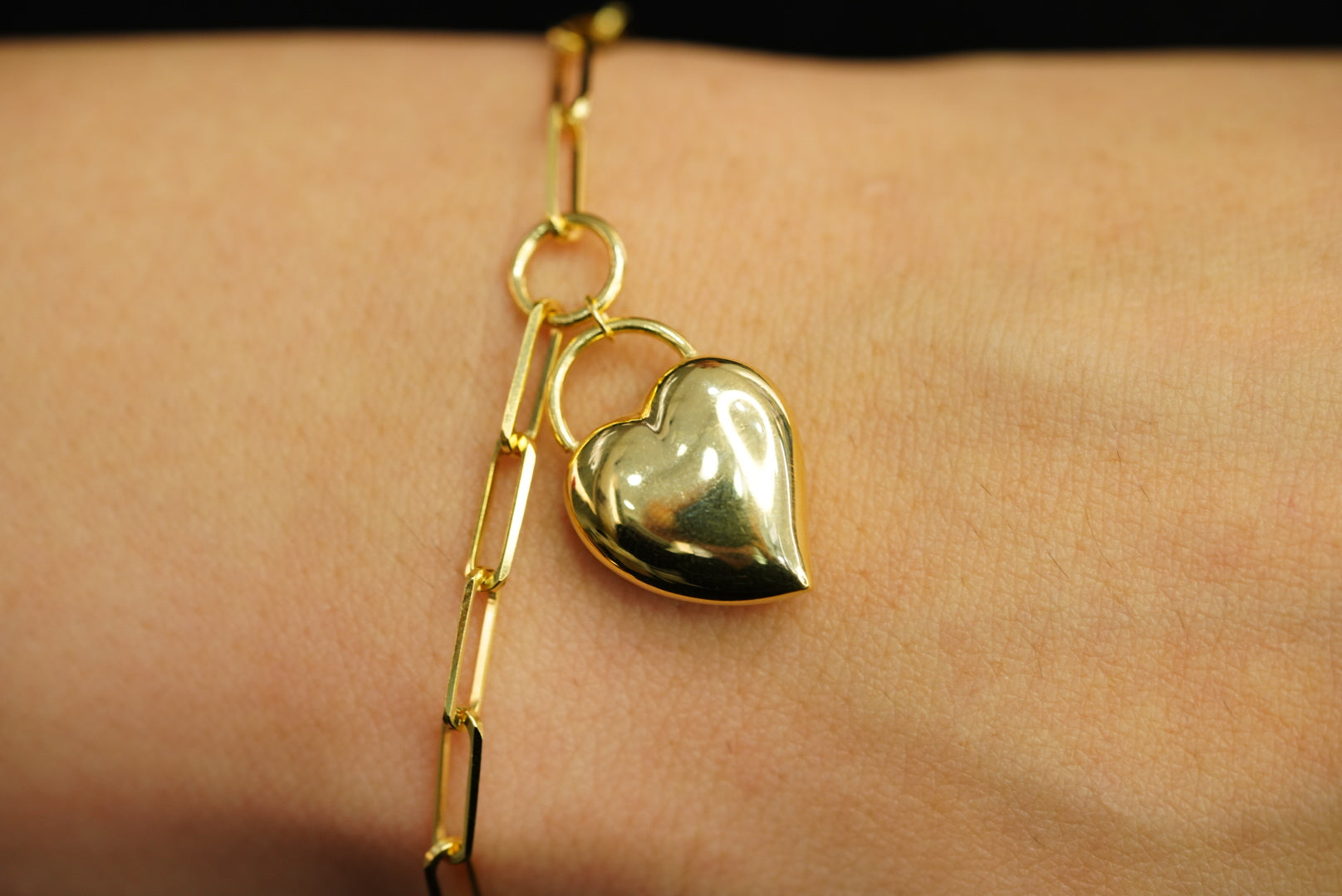 14k Clip Heart Pendant Bracelet