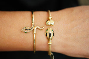 14k Snake Head Bangle Bracelet