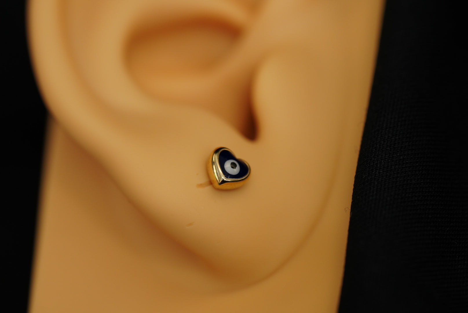 14k Heart Eye Stud Earrings