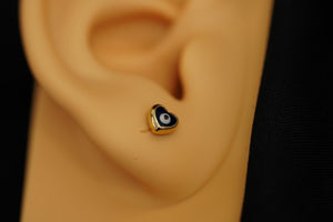 14k Heart Eye Stud Earrings