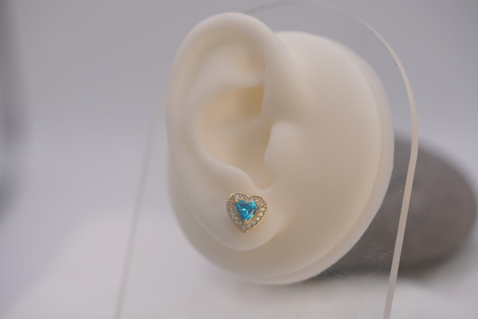14k Women’s Earrings - Blue Hearts