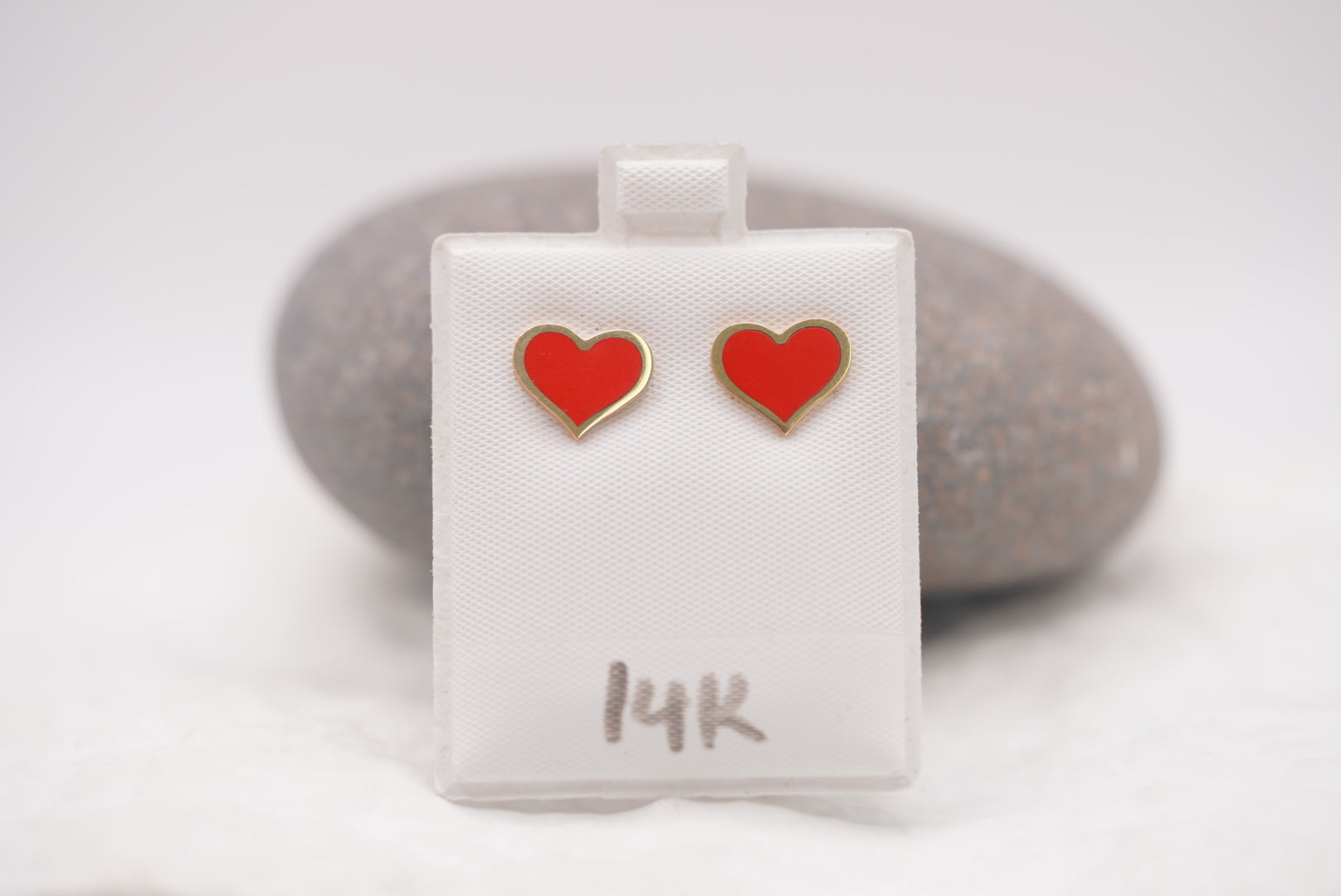 14k Earrings - Red Hearts