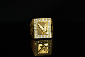 14k Eagle Crystals Ring