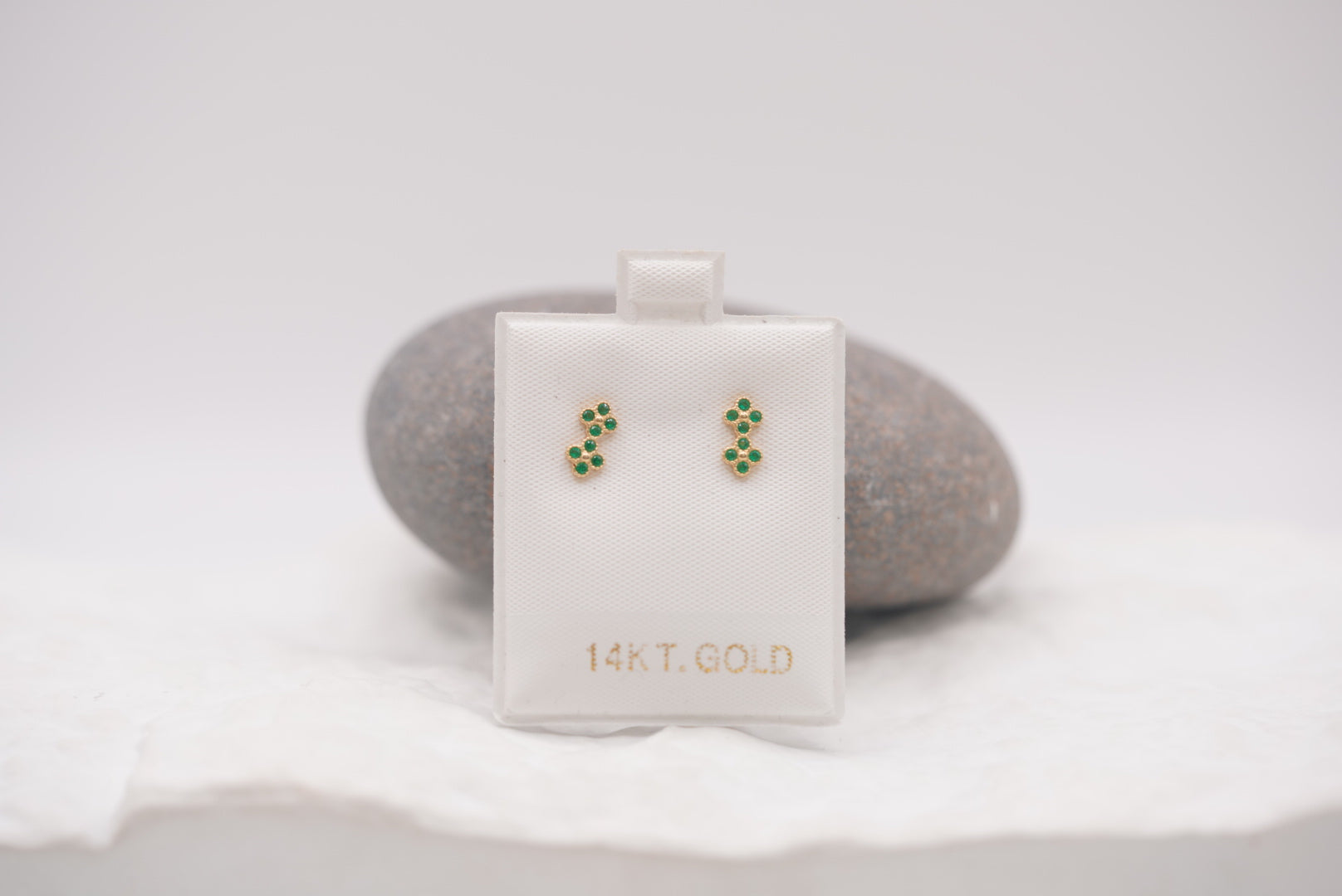 14k Earrings - Green Flower