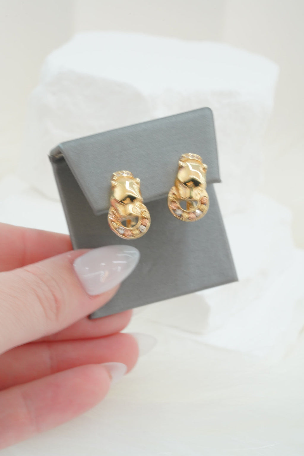 14k Earrings - Panther Tri Color