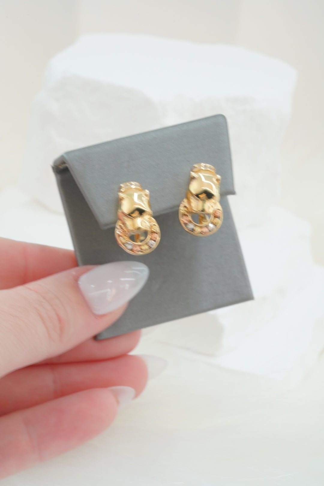14k Earrings - Panther Tri Color