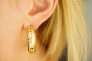 14k Greek Design Hoops