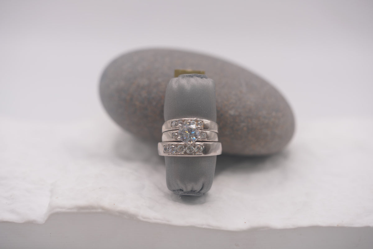 14k Matrimony Rings - White Gold