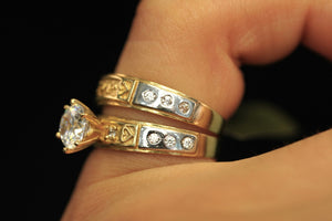 14k Trio Set Love White and Gold