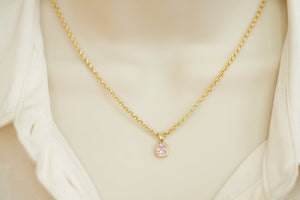 14k Set or Single Square Light Pink Earring, Chain and Pendant