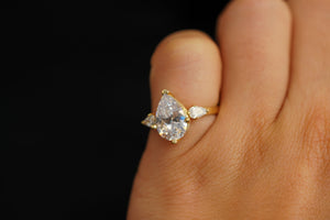 14k Drop Crystal Engagement Ring