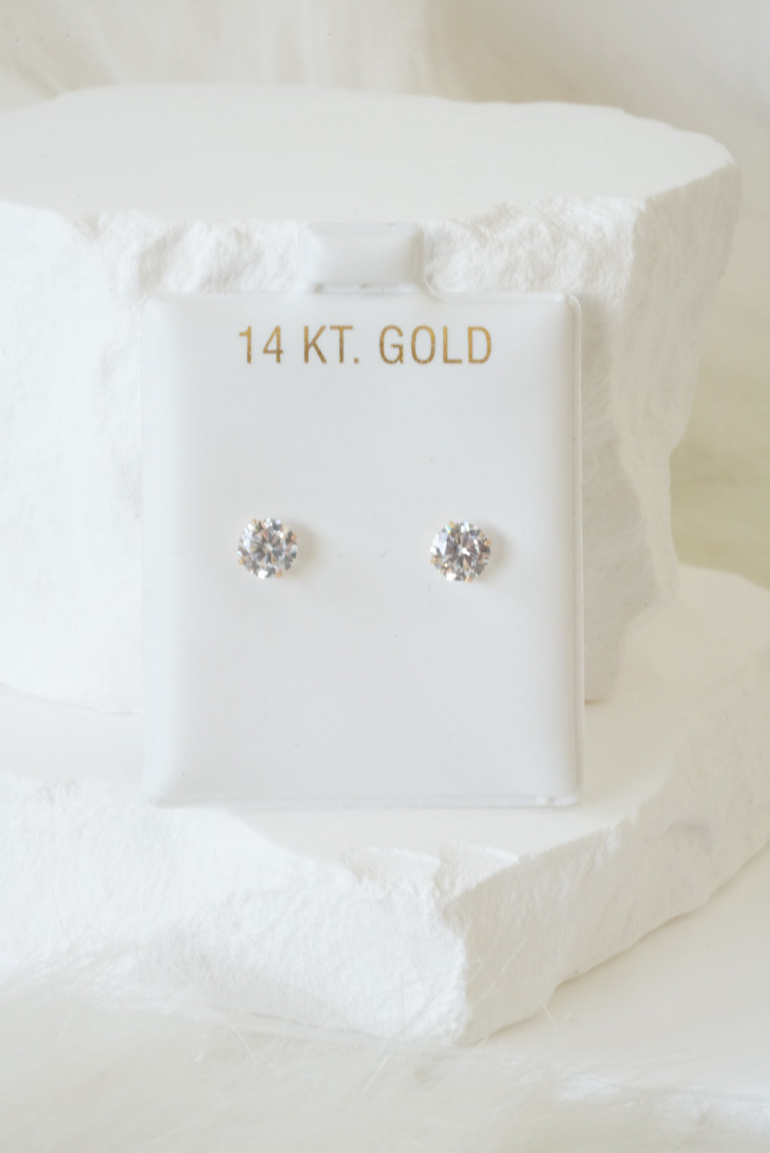 14k Baby Earrings - Round Stones