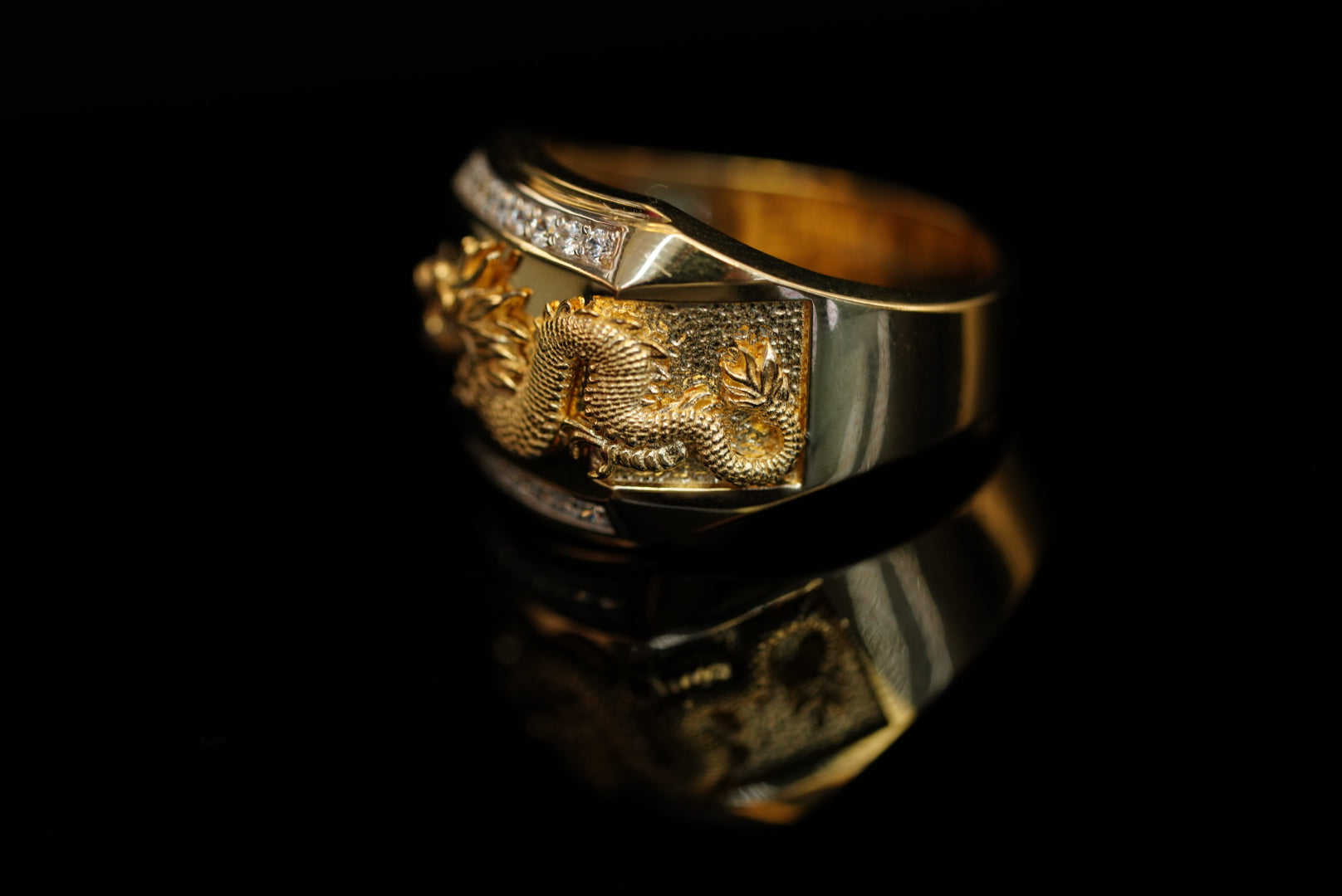 14k Dragon Two Gold Ring