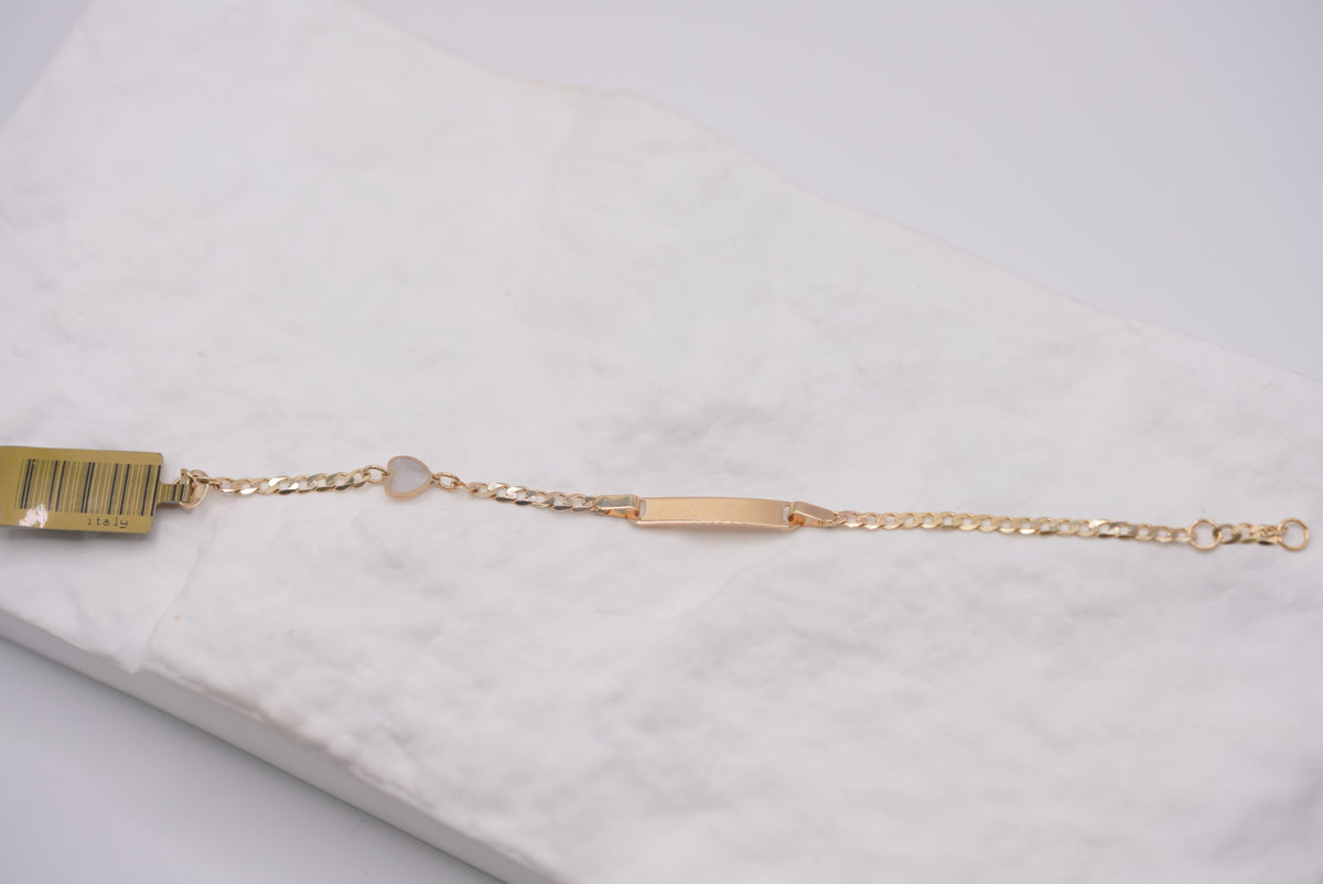 14k Baby Bracelet - White Heart Style