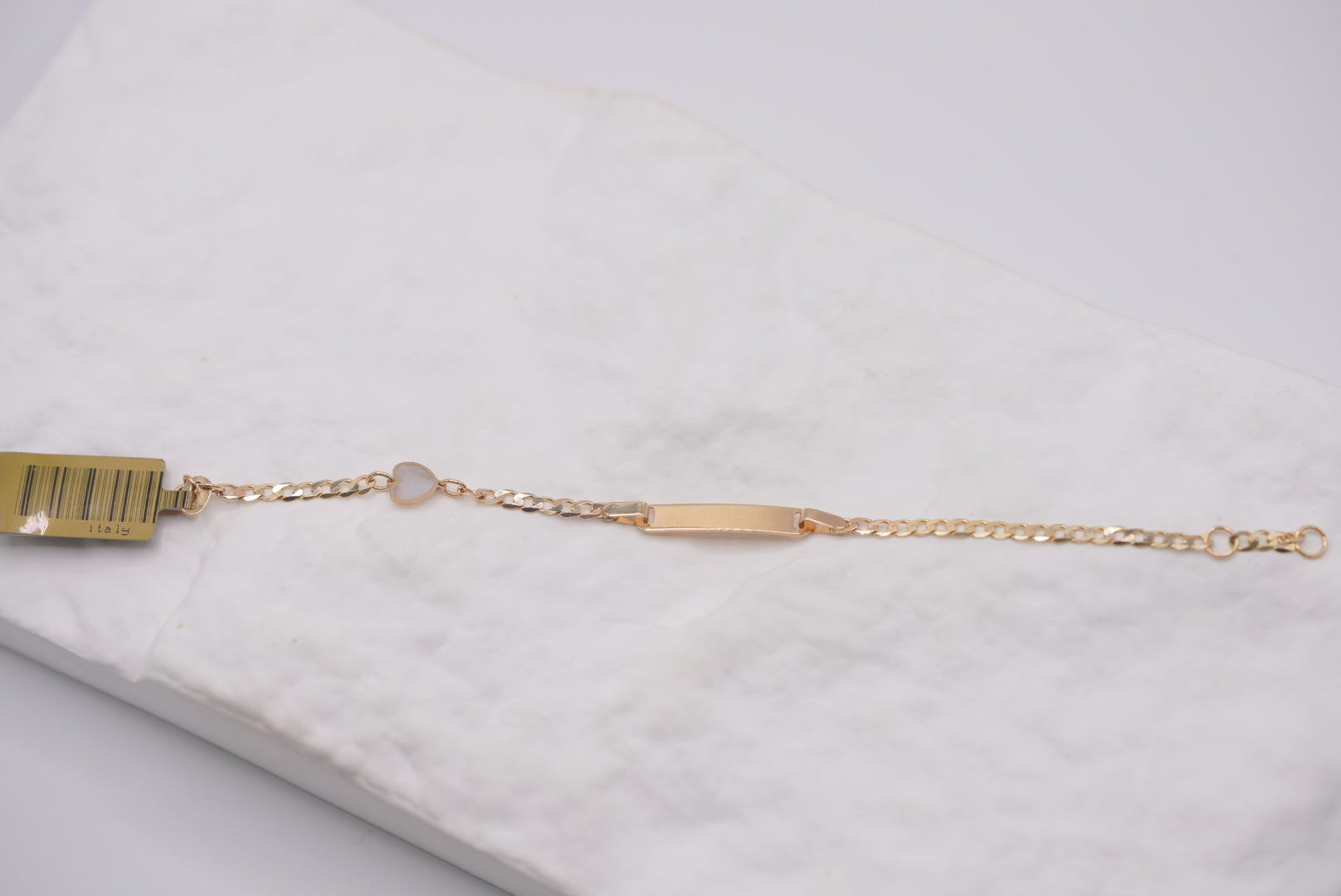 14k Baby Bracelet - White Heart Style