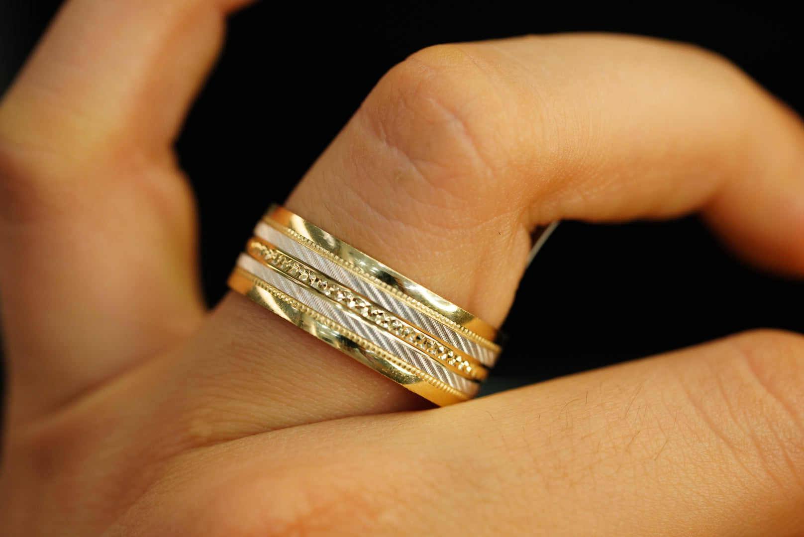 14k Two Gold Abstract Design Band Ring