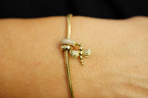 14k Dragonfly Cable Bracelet