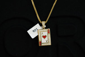 10k A Card Pendant with Franco Chain