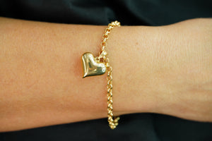 14k Rolo Heart Bracelet