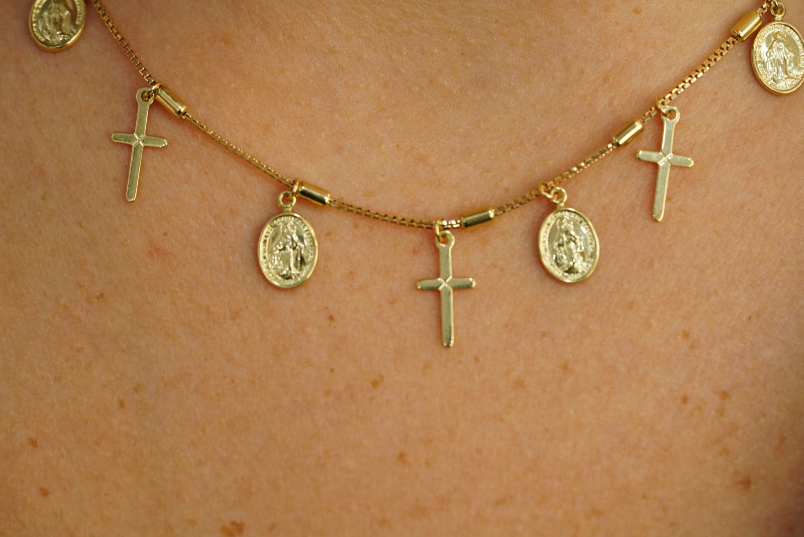 14k Cross Bracelet, Earring and FREE Earring