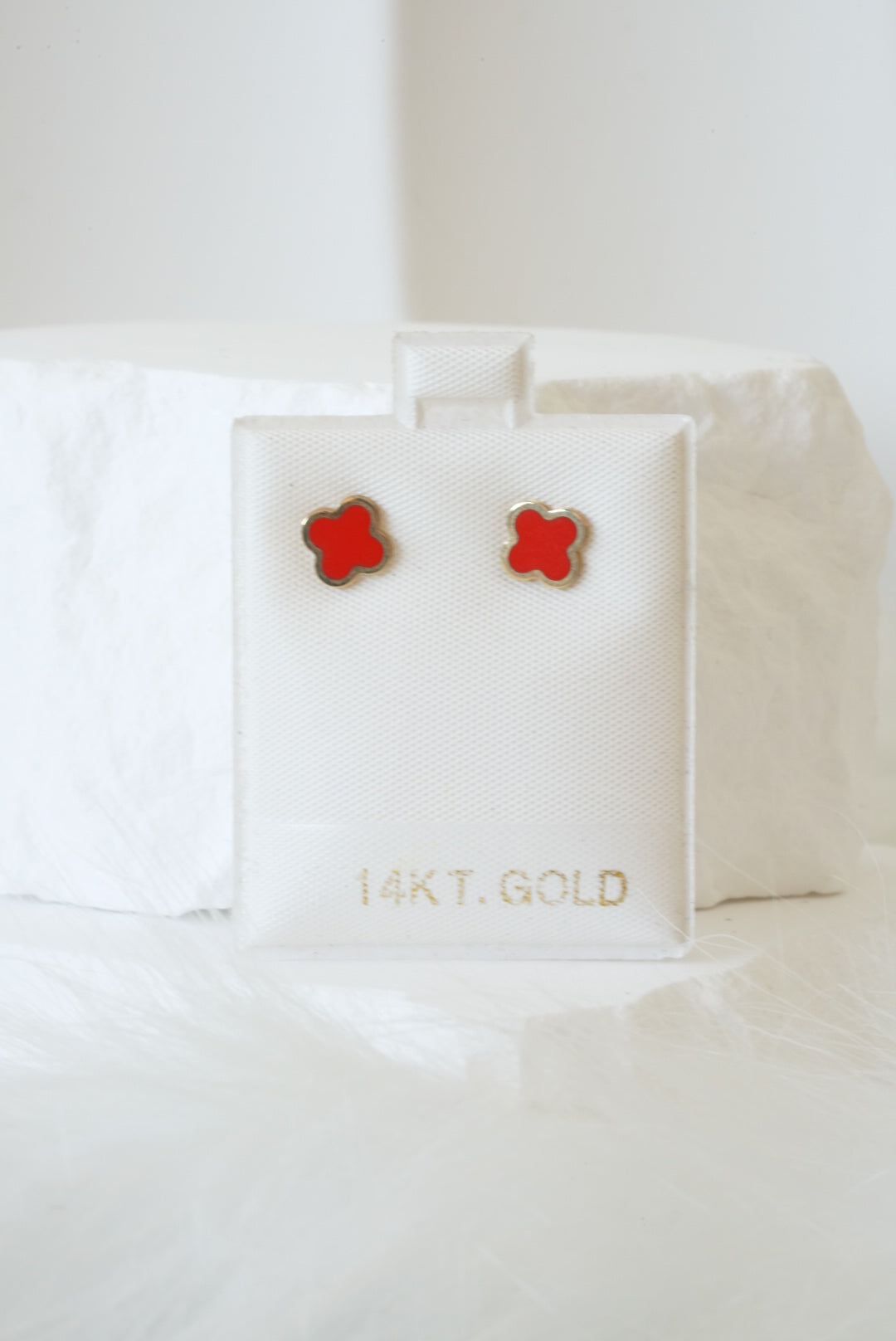 14k Earrings - Red Clover
