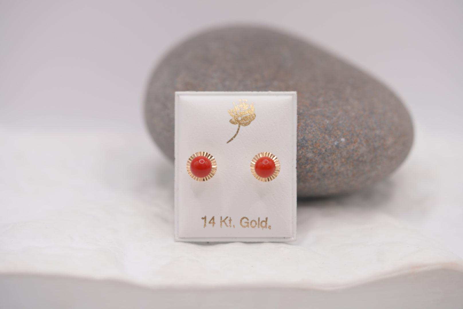 14k Earrings - Red Spheres