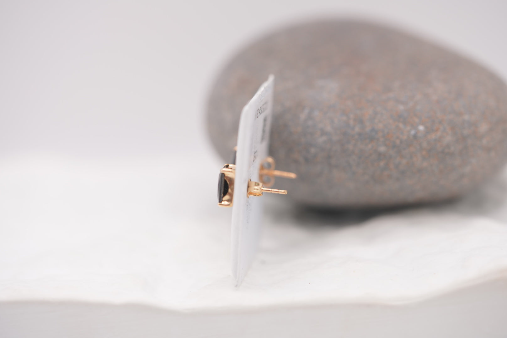 14k Earrings - Black Stone