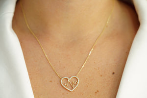 14k Heart Necklace and FREE Earring