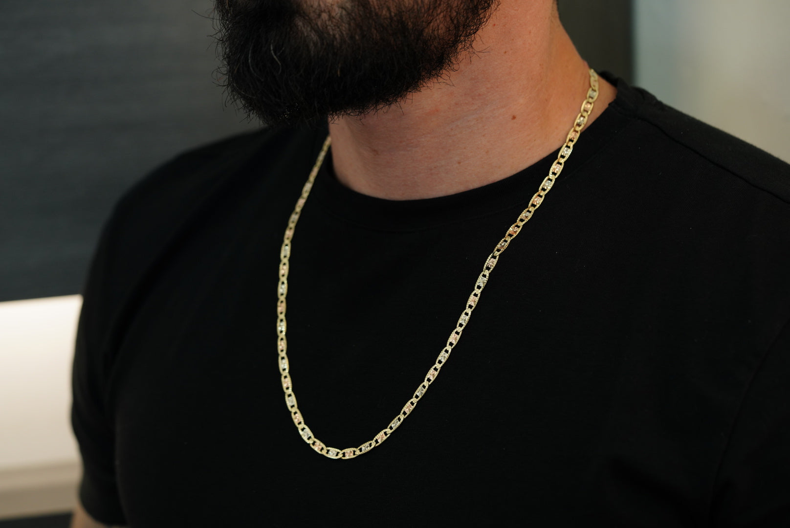 14k 3 Golds Chain with Jesus Christ Pendant