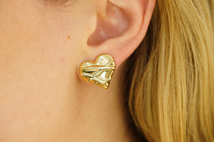 14k Heart with Lines Earring