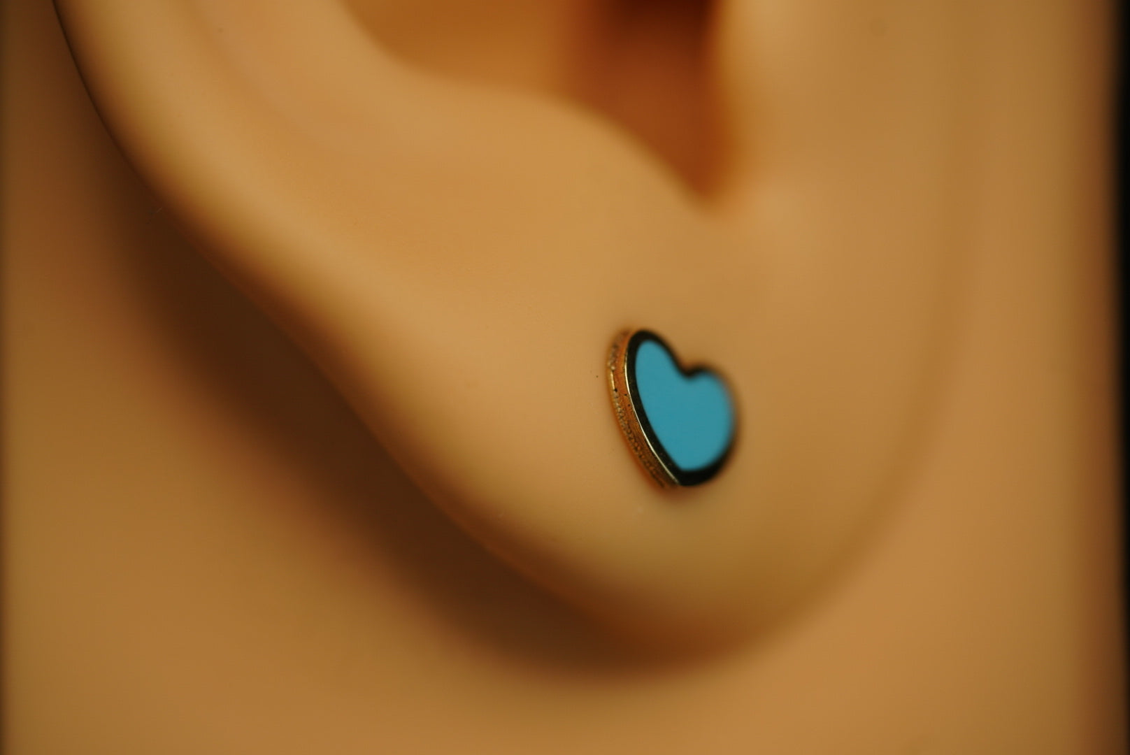 14k Mini Blue Heart Stud Earring