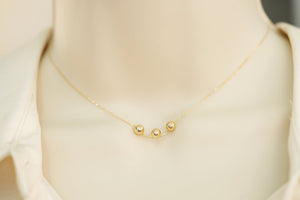 14k Set Balls Necklace and 2 pairs of Earrings