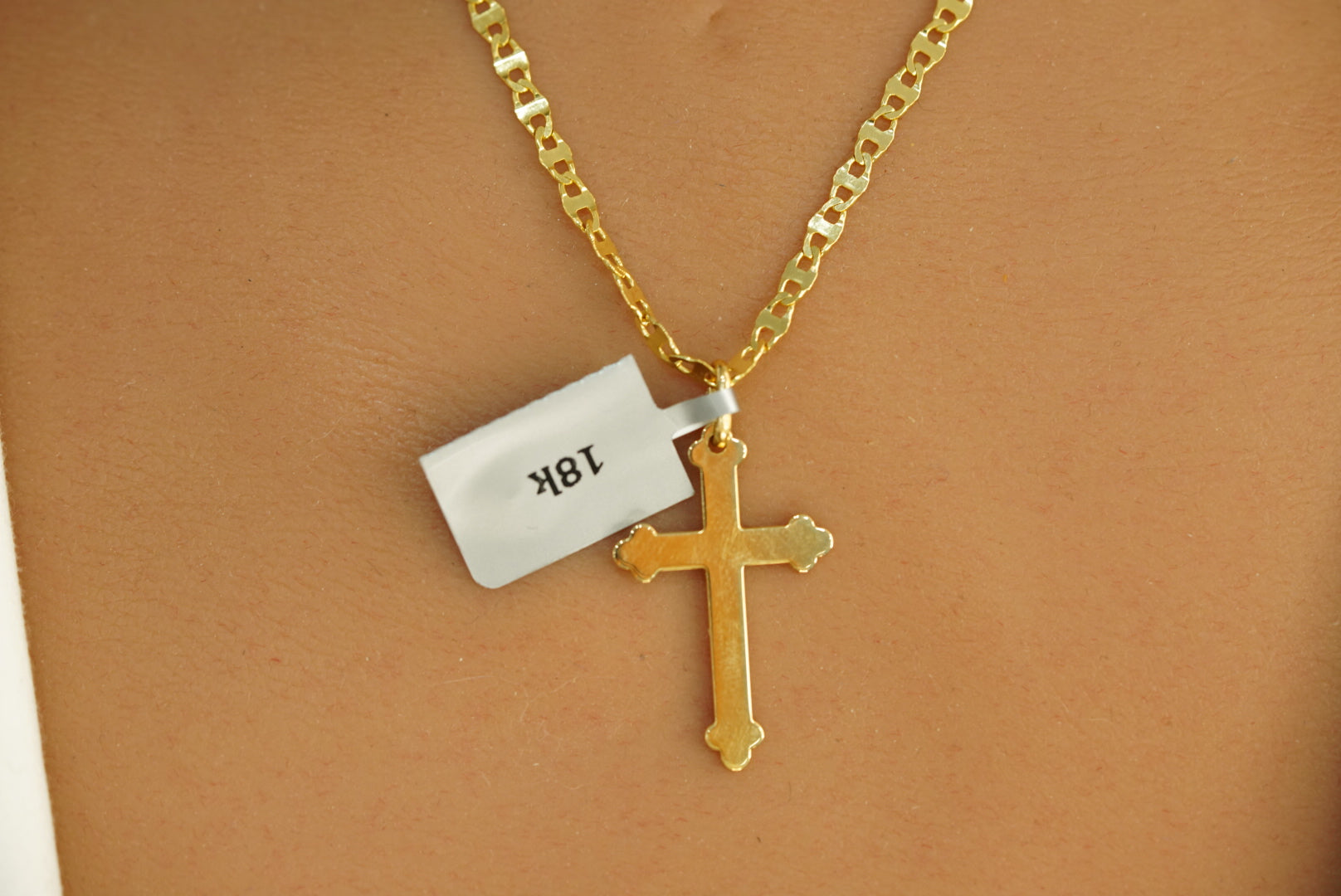 18k Abstract Chain with Cross Pendat